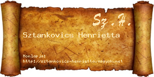 Sztankovics Henrietta névjegykártya